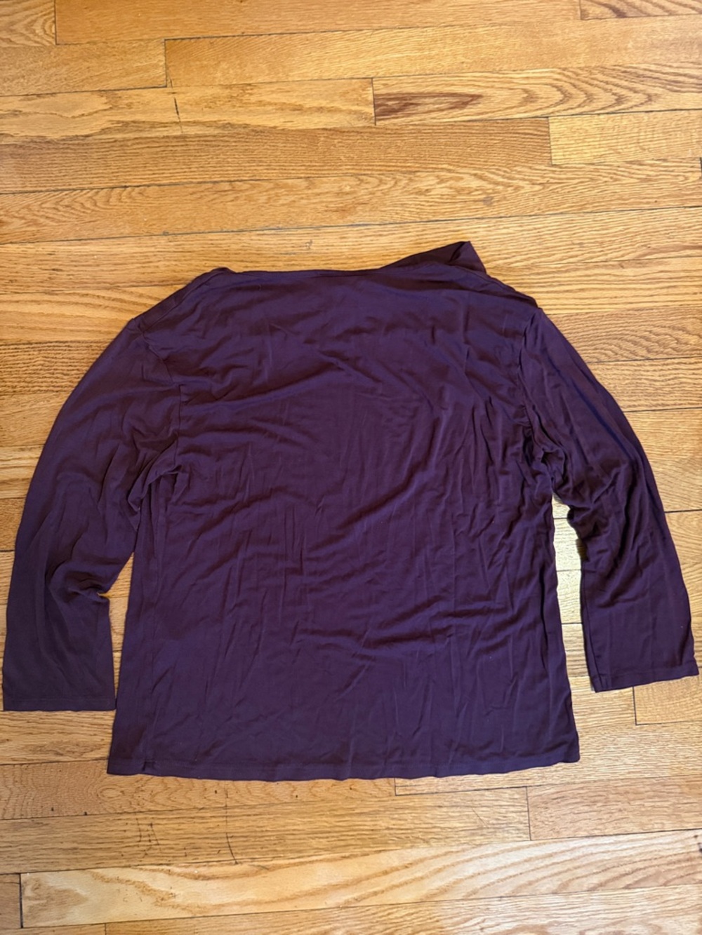 Draped Neck Long-Sleeve Top in Deep Plum - Picture 3 of 3
